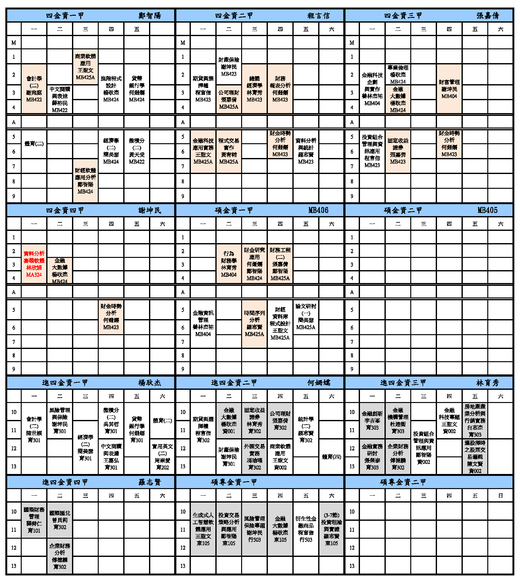 1132各學制班級課表